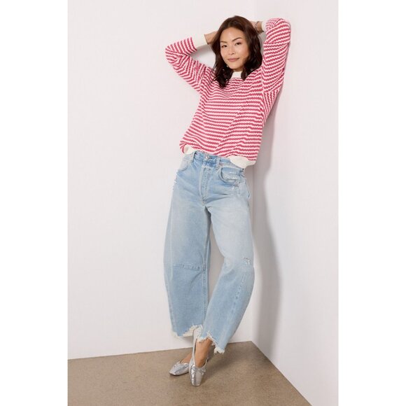 Spiritual Gangster Pink & Ivory Stripe Sweater - Picture 1 of 7